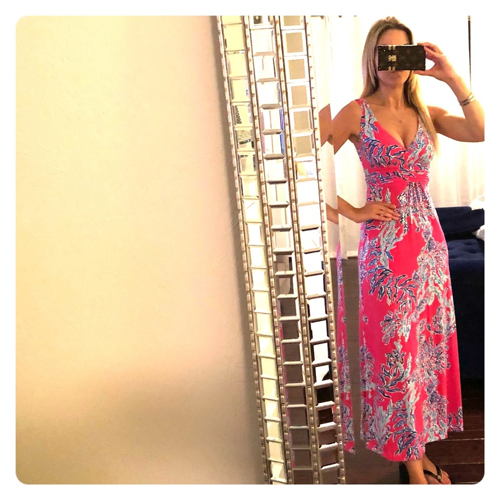 Lilly Pulitzer Coral print ankle dress